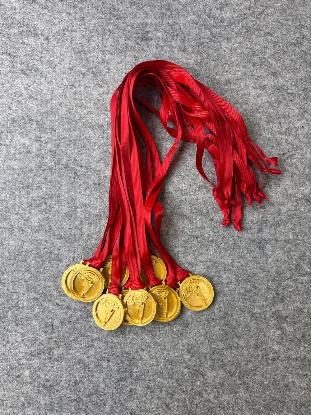 Gold Medallion Necklace with Red Ribbon